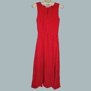 Maison Jules Red Polka Dot Midi Dress Sleeveless Size S